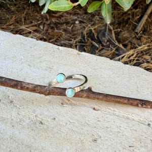 Larimar Sterling Silver Ring • Adjustable Double Bezel • Sky‑Blue Caribbean Stone imagen 8