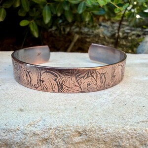 Horse Embossed Copper Cuff • Rustic Raw Copper Bracelet • Hand‑Forged Southwestern Jewelry image 8