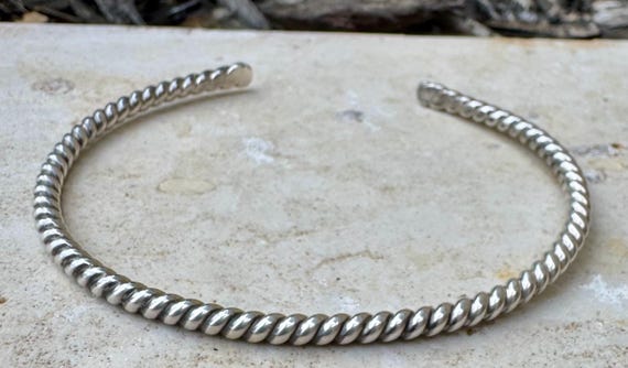Twisted Wire Sterling Silver Cuff Bracelet, Rope Cuff, Silver Jewelry, Minimalist Bracelet, Gift for Her, Adjustable Cuff Bracelet