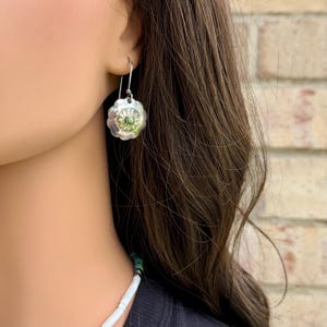 Sterling Sunflower Concho Earrings • Kingman Turquoise • 20mm Dangle image 9