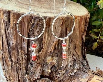 Spiny Oyster Circle Earrings • Sterling Silver • Southwestern Jewelry