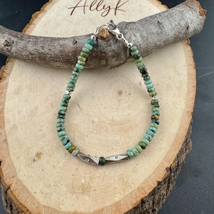 African Turquoise Bracelet – Sterling Silver Accent, Healing Jasper Jewelry, Stackable & Handmade