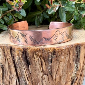 Rustic Mountains Copper Cuff • Hand‑Forged Raw Copper Bracelet image 1