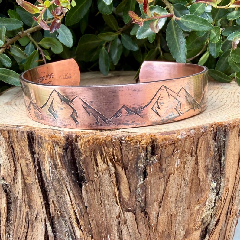 Rustic Mountains Copper Cuff • Hand‑Forged Raw Copper Bracelet image 1