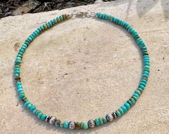 Turquoise & Desert Pearl Anklet • Dainty Southwestern Boho Jewelry
