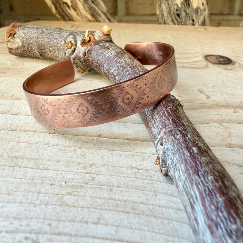 Southwest Copper Embossed Cuff • Raw Copper Bracelet • Hand‑Forged Western Jewelry image 9