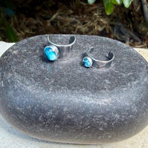 Swiss Blue Topaz Ear Cuff • Hammered Sterling Silver • No Piercing • 4mm or 7mm image 6