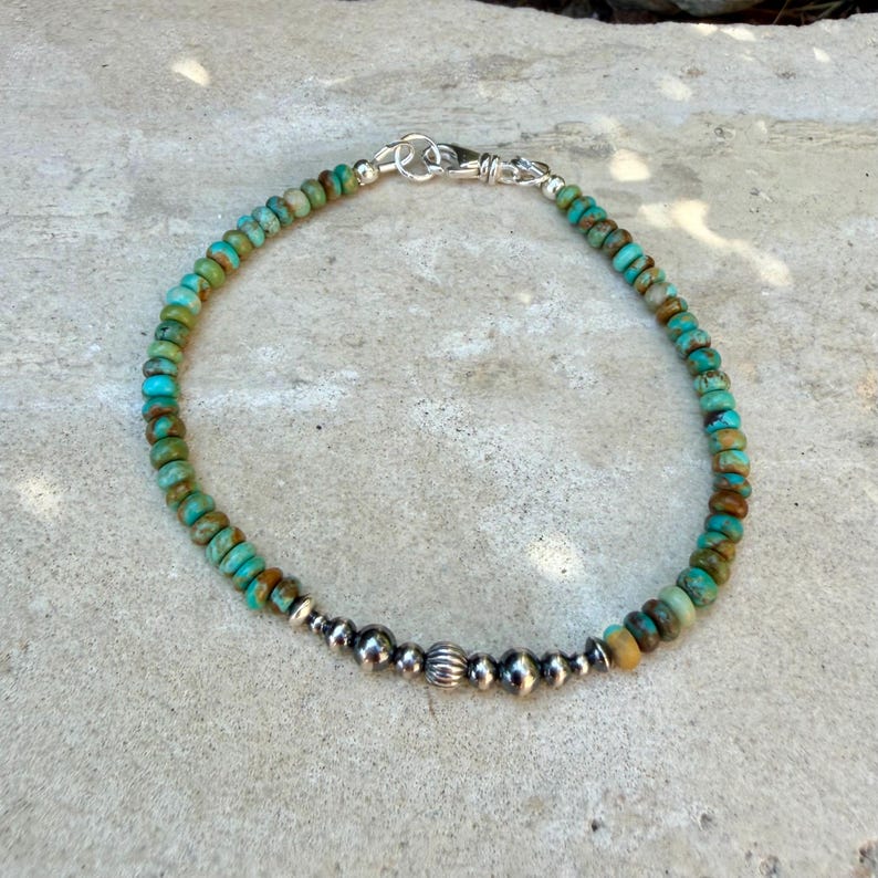 Kingman Green Turquoise & Desert Perlenarmband | Sterling Silber südwestlichen Schmuck Bild 6