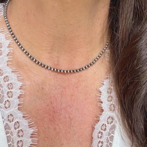 4mm Sterling Silver Desert Pearl Choker Necklace • Classic Southwestern Elegance image 1