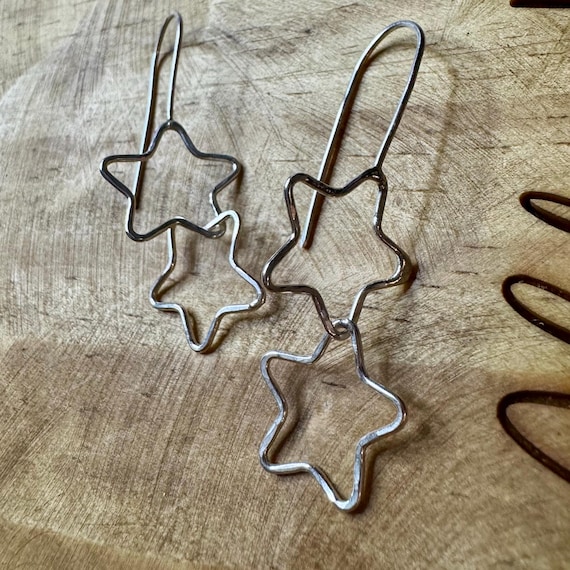 Seamless Star Handmade Sterling Silver Earrings, Custom Star Earrings, Celestial Jewelry, Gift for Her