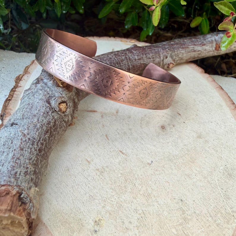 Southwest Copper Embossed Cuff • Raw Copper Bracelet • Hand‑Forged Western Jewelry image 10