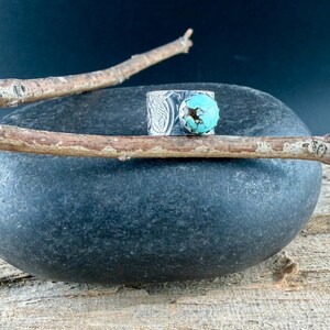 6mm Royston Turquoise Sterling Silver Ear Cuff | Floral Wide Band, No‑Piercing Earring image 2