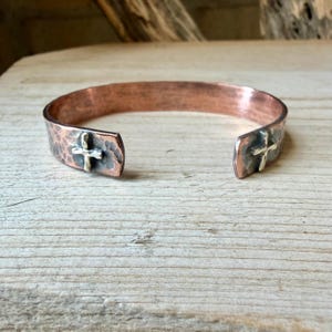 Copper Cross Cuff Bracelet • Sterling Mixed Metal Cross • Western Faith Jewelry image 6