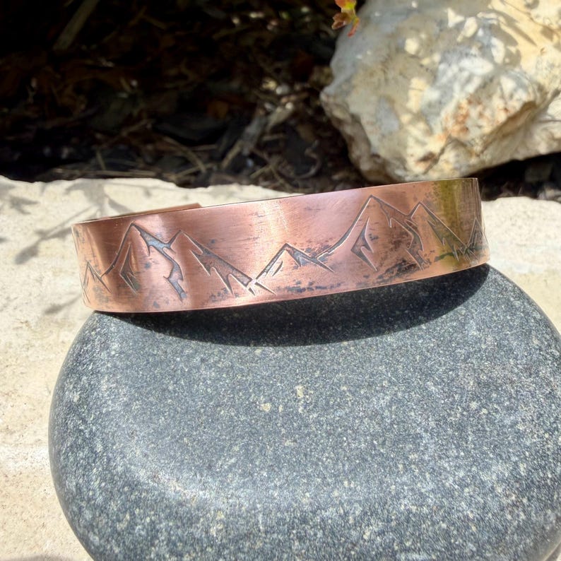 Rustic Mountains Copper Cuff • Hand‑Forged Raw Copper Bracelet image 8