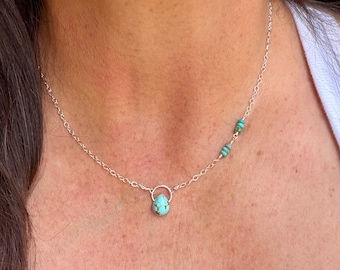Turquoise Sterling Silver Pendant Necklace • Number 8 & Kingman Turquoise • Southwestern Style