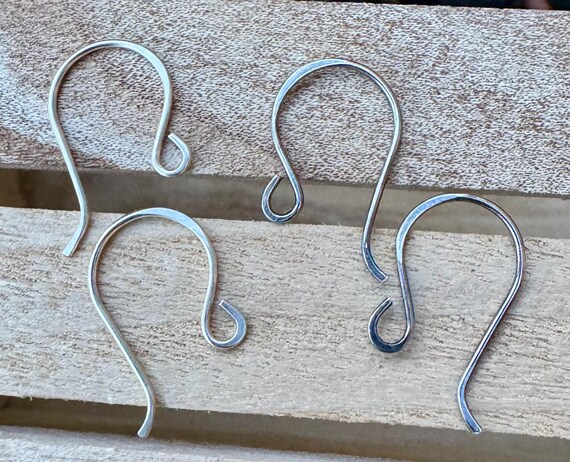 Modern French 20g front hook sterling silver ear wires / handmade ear wires / shiny or oxidized polished
