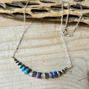 Spotted Purple Mohave Turquoise Necklace • Desert Pearls • Sterling Silver Southwest Jewelry image 4
