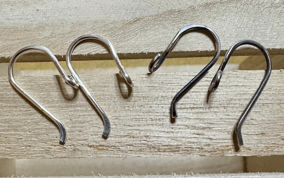 Heavy 18 Gauge Sterling Silver Ear Wires, Side Hook Ear Wires, Handmade Ear Wires, Shiny or Oxidized Finish