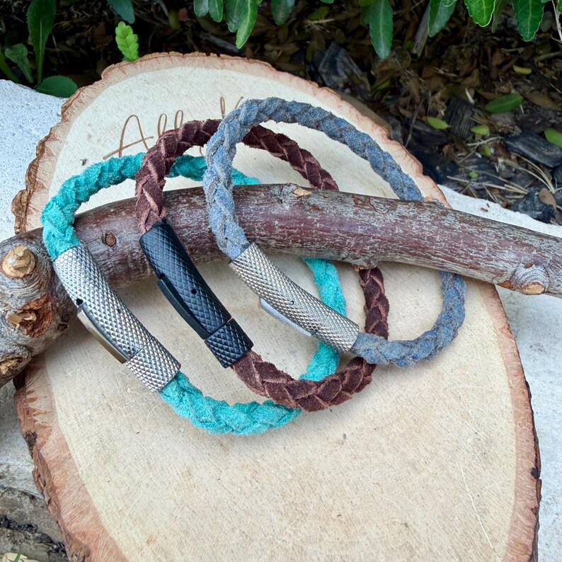 5 mm Geflochtenes Wildlederarmband • Bajonettverschluss • Lederschmuck Bild 9