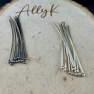 20g Argentium Ball Headpins • 2 or 3 Inch • Hand‑Forged • 10 Pack