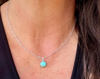 Turquoise Sterling Silver Pendant Necklace • Minimalist Southwestern Style