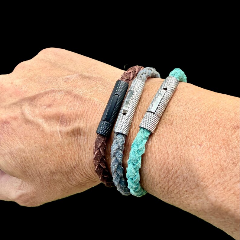 5 mm Geflochtenes Wildlederarmband • Bajonettverschluss • Lederschmuck Bild 11