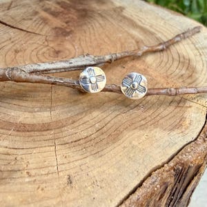 Southwestern Zia Sun Labret Stud | Sterling Silver Flat Back Earring | Single or Pair