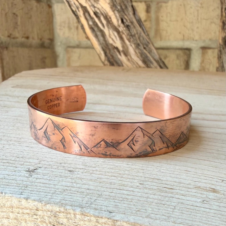 Rustic Mountains Copper Cuff • Hand‑Forged Raw Copper Bracelet image 11