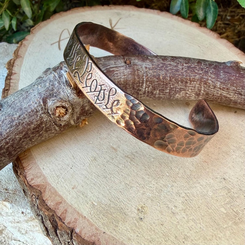 We The People Bracelet• Hand‑Forged Hammered Raw Copper Cuff image 4