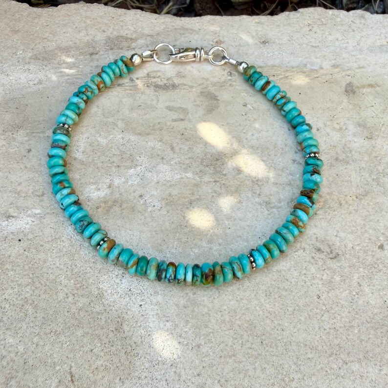 Kingman Blue Turquoise Bracelet • Sterling Silver Southwest Jewelry image 5