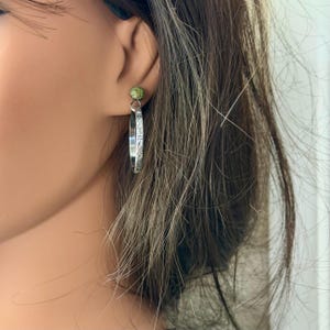 Turquoise Sterling Silver Butterfly‑Floral Hoop Earrings • 6mm Kingman Turquoise • Custom Colors image 5