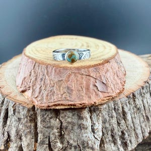 6mm Number 8 Turquoise Ring • Floral Sterling Silver Band • Southwest Jewelry image 11