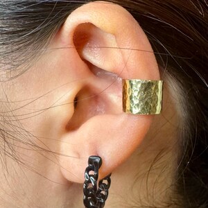 Brass Hammered Ear Cuff | Wide Conch Band | No-Piercing Earring image 1