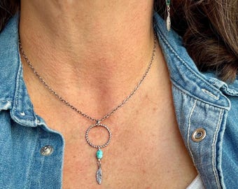 Royston Turquoise Necklace • Sterling Silver Circle Pendant