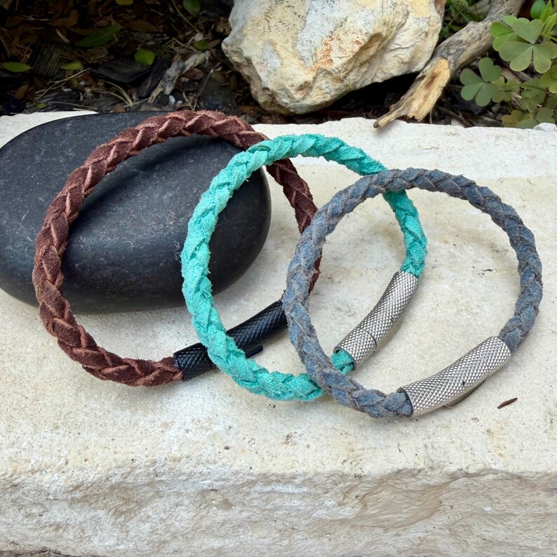 5 mm Geflochtenes Wildlederarmband • Bajonettverschluss • Lederschmuck Bild 6