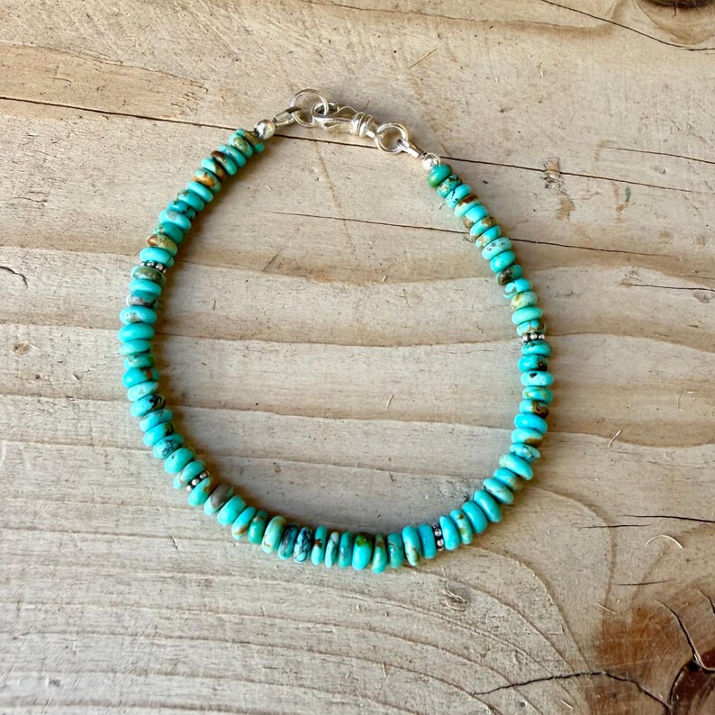 Kingman Blue Turquoise Bracelet • Sterling Silver Southwest Jewelry image 6