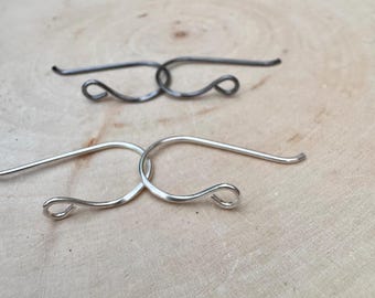 20g Side Hook Ear Wires • Sterling or Argentium Silver • 1 Inch • Hand‑Forged
