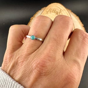 Kingman Turquoise Ring • Sterling Silver • 4mm Dainty Band