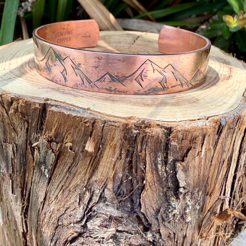 Rustic Mountains Copper Cuff • Hand‑Forged Raw Copper Bracelet image 2
