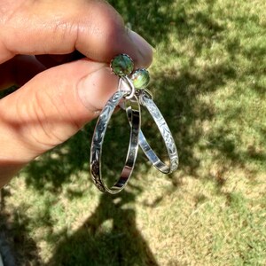 Turquoise Sterling Silver Butterfly‑Floral Hoop Earrings • 6mm Kingman Turquoise • Custom Colors image 4