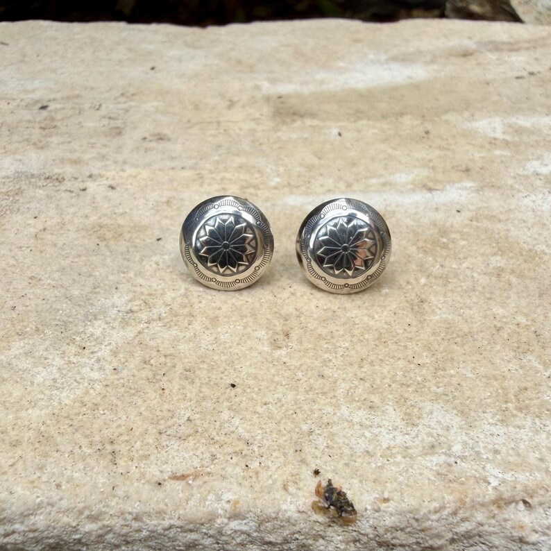 11mm Sterling Silver Stud Earrings • Sunflower • Star •Concho Posts image 5