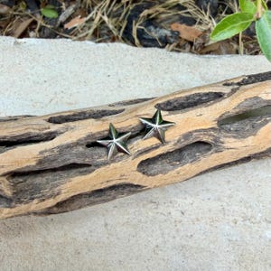 Sterling Silver 3D Star Stud Earrings · Western & Southwestern Rustic Minimal Star Posts image 4