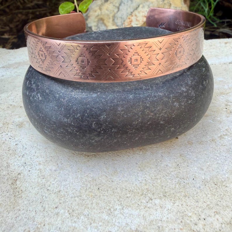 Southwest Copper Embossed Cuff • Raw Copper Bracelet • Hand‑Forged Western Jewelry image 2