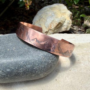 Rustic Mountains Copper Cuff • Hand‑Forged Raw Copper Bracelet image 7