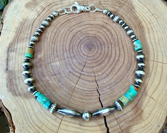 Southwestern Turquoise Bracelet • Sterling Desert Pearls