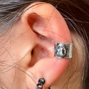 Sterling Silver 6mm Genuine White Buffalo Ear Cuff | Wide Conch Band | No-Piercing Earring image 1