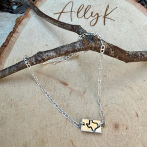 Sterling Silver Texas Anklet • Handmade Embossed State Charm • Southwest Dainty Jewelry image 7