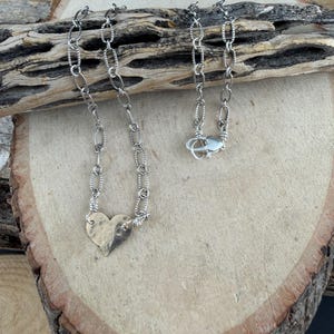 Mixed‑Metal Heart Necklace • 14kt Gold‑Filled Heart • Sterling Mariner Chain • Dainty Minimalist Choker image 15