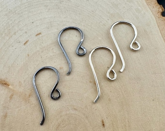 18 Gauge Hand Forged Sterling Silver French Hook Ear wires - 1 Inch Drop