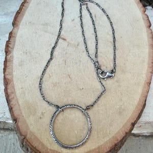 Sterling Silver Circle Necklace • Oxidized Silver Pendant • Everyday Minimalist image 10